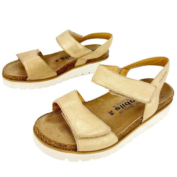Mephisto Agave Metallic Mobils Nubuck Leather Hook & Loop Sandals Sz 36 (6) - Picture 1 of 12